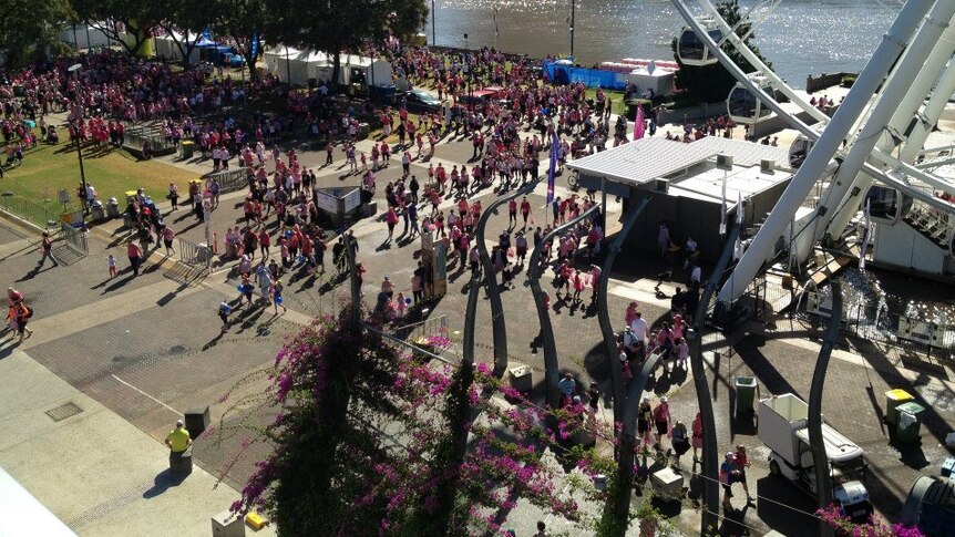 Crowds gather at South Bank in Brisbane for the Mother's Day Classic