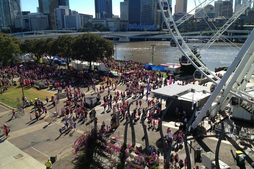 Crowds gather at South Bank in Brisbane for the Mother's Day Classic