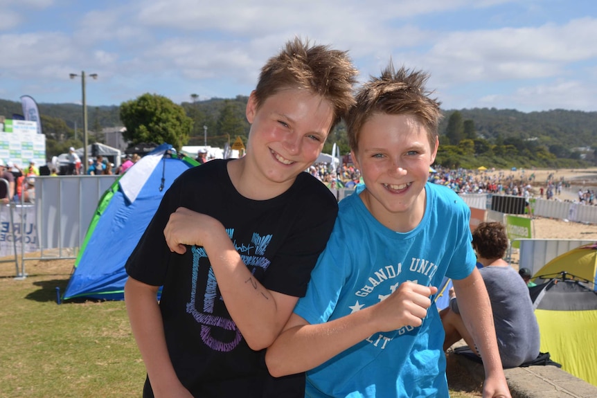 Twins George and Henry Blood, 12, the youngest competitors in the 2014 Pier to Pub.