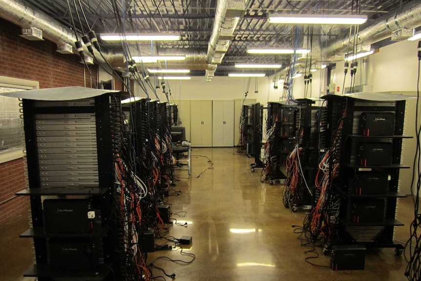 The racks of servers at Gigablast's Albuquerque data centre