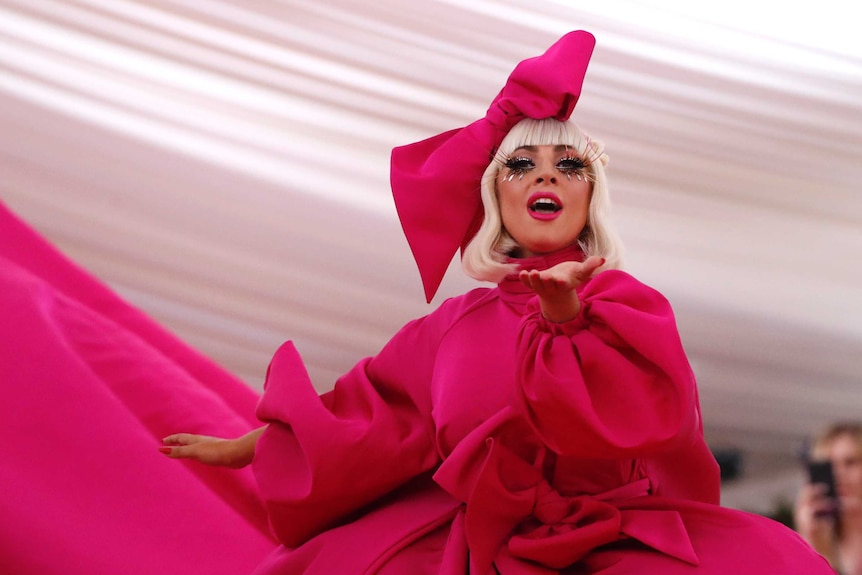 Lady Gaga at Met Gala  Camp: Notes on Fashion in May 2019 for story about critiquing what people are wearing.