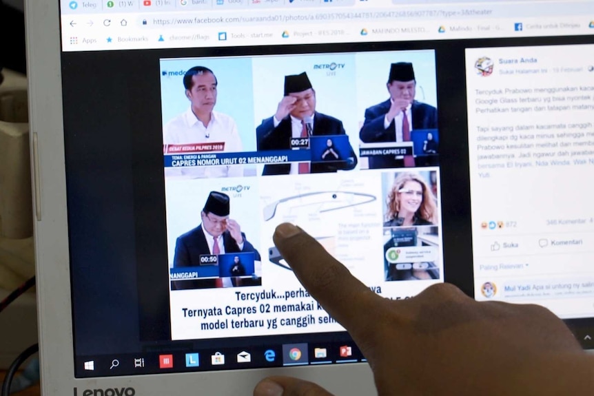 A computer screen showing an Indonesian online hoax