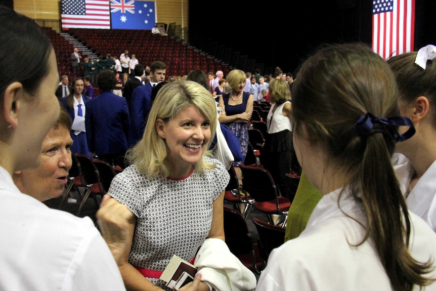 Natasha Stott Despoja speaks with students