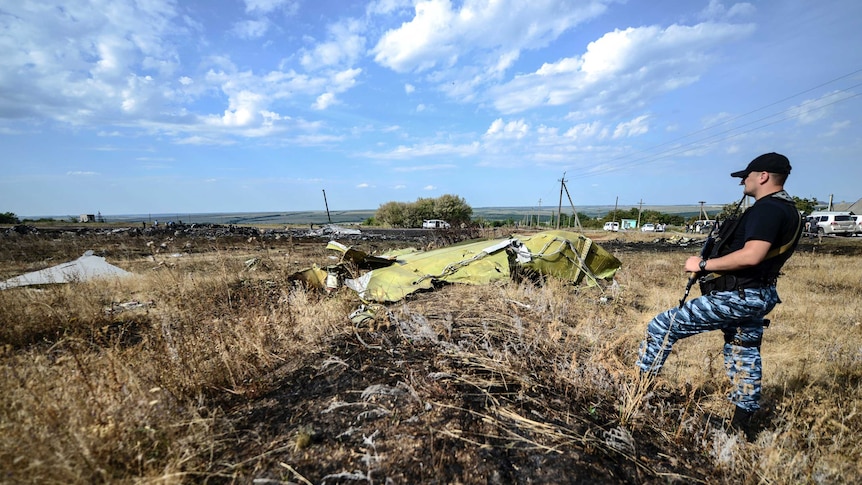 Pro-Russian rebel guards MH17 crash site