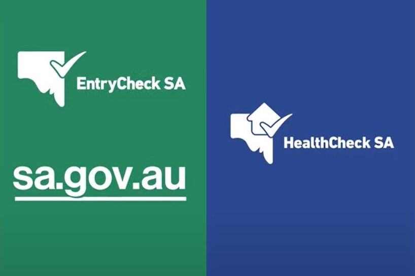 Logos for the EntryCheck SA and HealthCheck SA apps