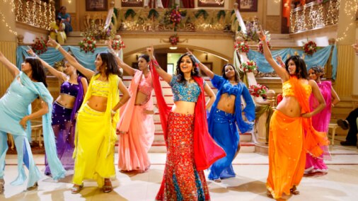 Bollywood dancers on set