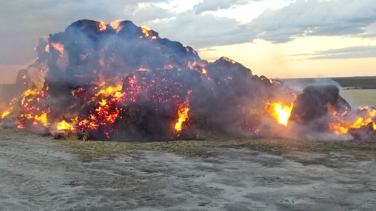 hay bale fire.