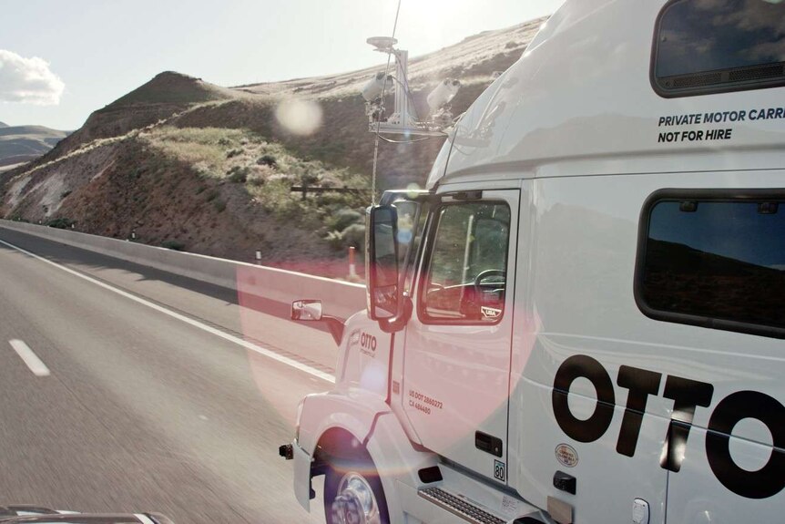 Uber's first self-driving truck, Otto on the road.
