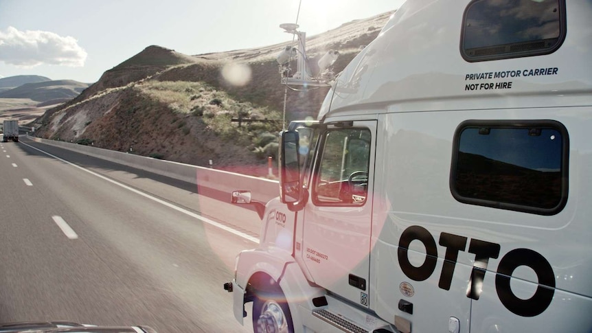 Uber's first self-driving truck, Otto on the road.