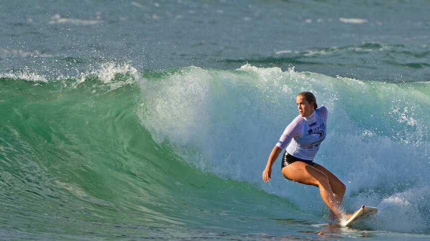 One-armed surfer Bethany Hamilton in action at Newcastle
