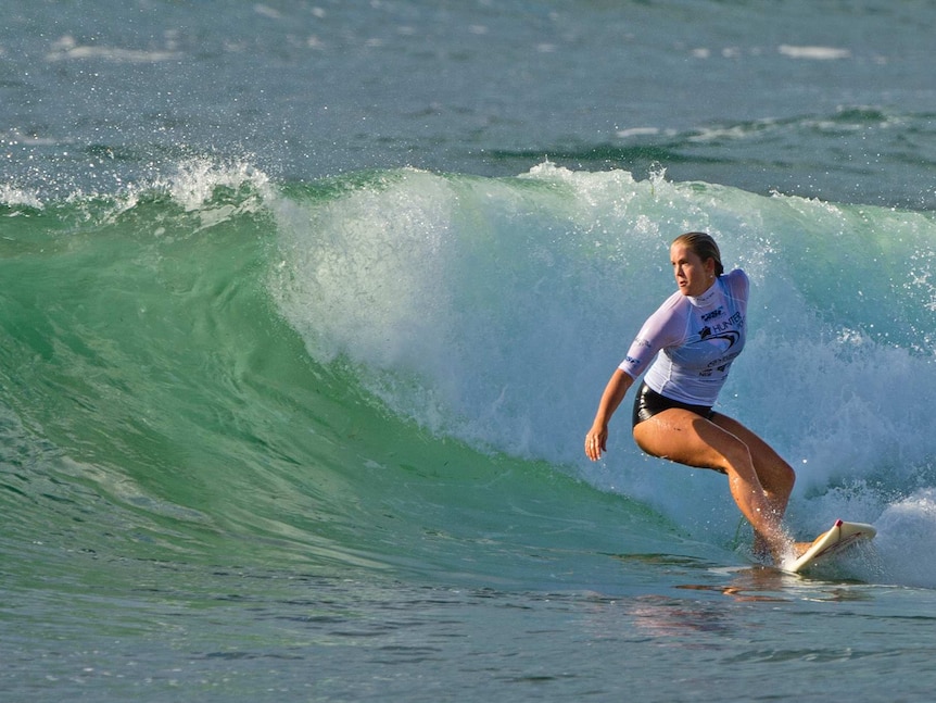 One-armed surfer Bethany Hamilton in action at Newcastle