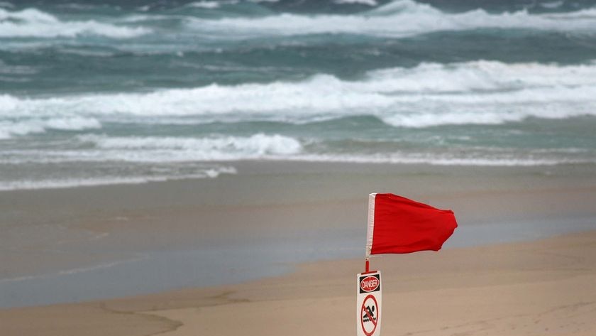 Red flag at beach.