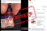 A Facebook post which claims a coronavirus vaccine has been available since 2001 with a large debunked stamp on top