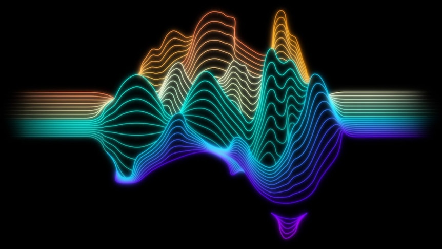Graphic of soundwaves shaped like Australia