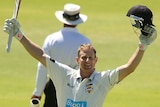 Adam Voges celebrates his Sheffield Shield century against Victoria