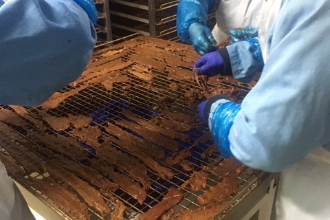 Staff at the Endeavour Foundation facility in Toowoomba making Nive Beef Jerky