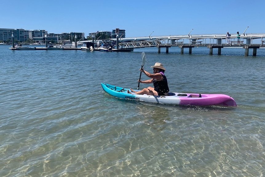 It only takes Dianne three minutes to take her newly acquired kayak from home to the Broadwater.