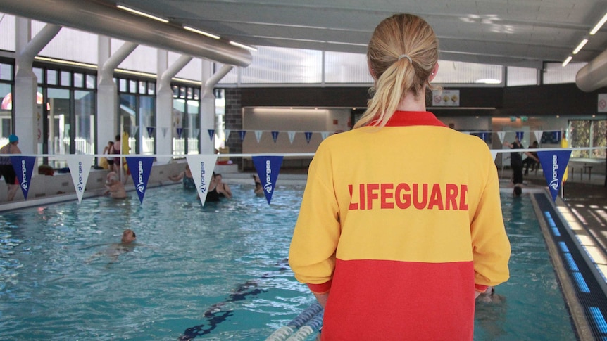 A lifeguard overlooking the Leichhardt pool.