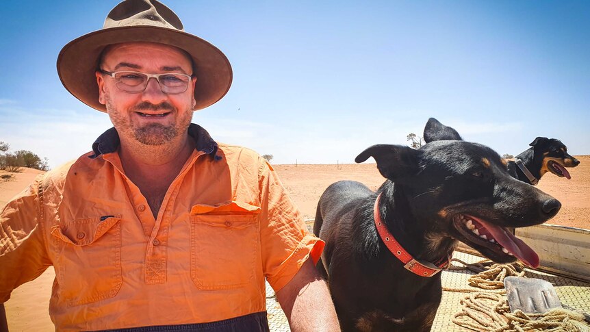 Wargan mixed farmer Matt Curtis with his dog in the Millewa.