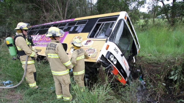 Students were taken to hospital after a bus crash at Port Macquarie on NSW mid-north coast February 18 2014