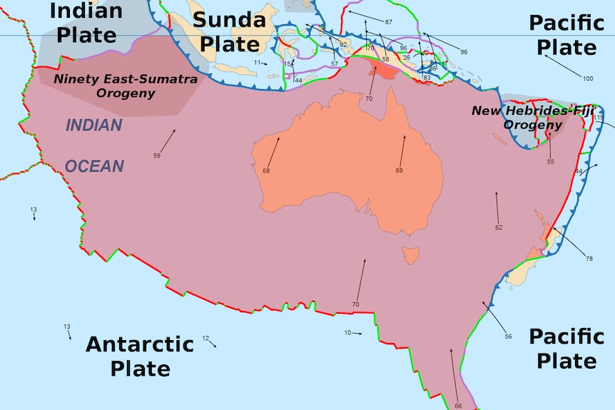 A diagram of the Australian plate