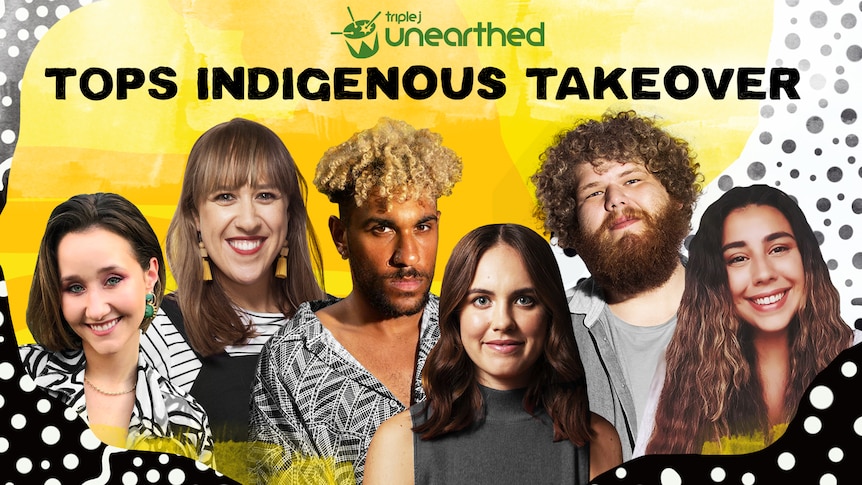 Hosts of Unearthed's Indigenous Takeover: Dave Woodhead, Karla Ranby, Marlee Silva, Loren Ryan, Ash McGregor and Tyrone Pynor