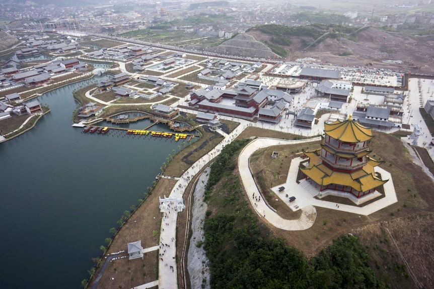 An aerial view of a replica Old Summer Palace