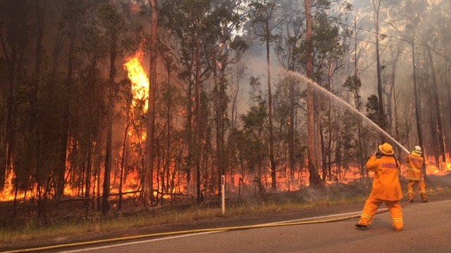 Firefighters battling a blaze near Mendowie on November 7, 2016.