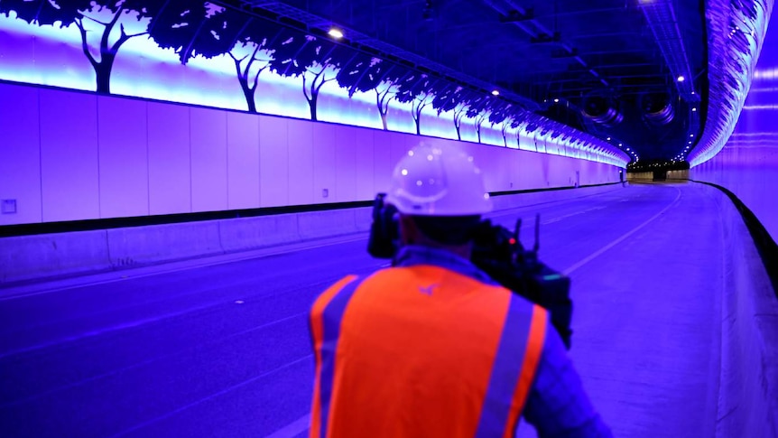 A man inside a tunnel