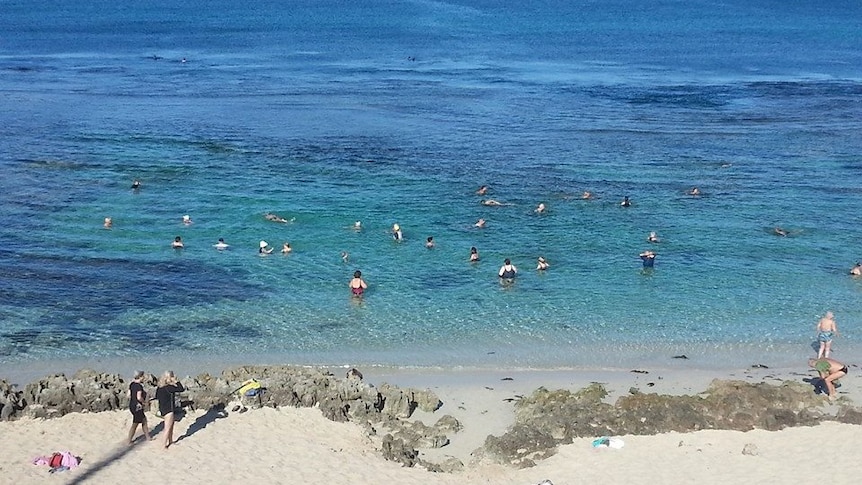 People cool off in the water at Mettam's Pool.