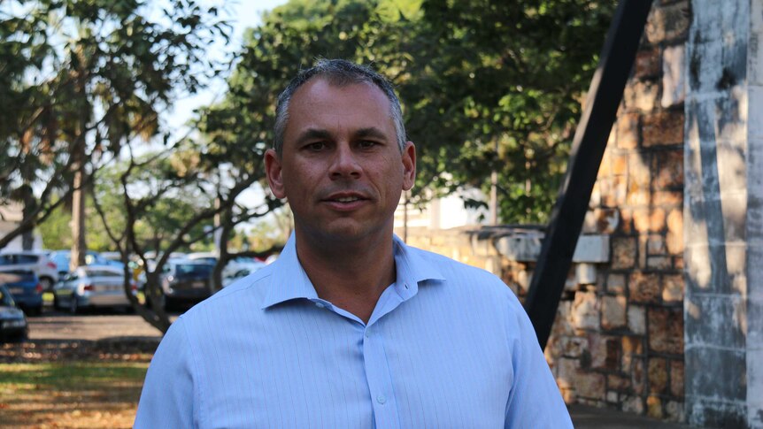 NT Chief Minister Adam Giles stands outside parliament , ahead of a meeting of MPs where a new deputy may be chosen.