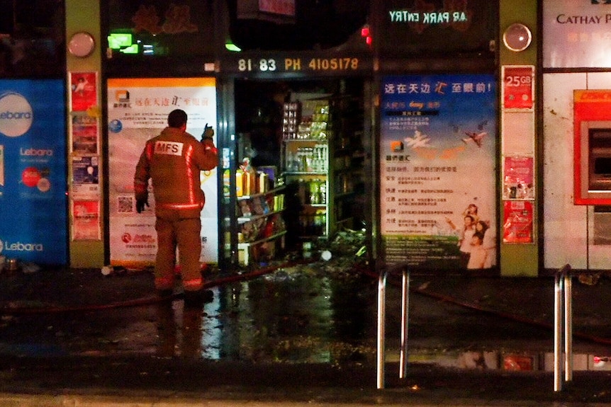 Fire-damaged shop in Adelaide's Chinatown