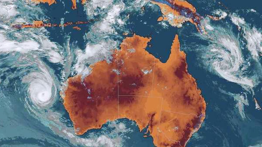 An infrared satellite image of the Australian region taken about 1:30pm (AEST) on January 28, 2011.