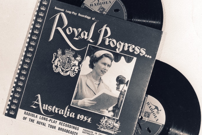 A souvenir LP of broadcasts made by the Queen during her first tour of Australia in 1954.