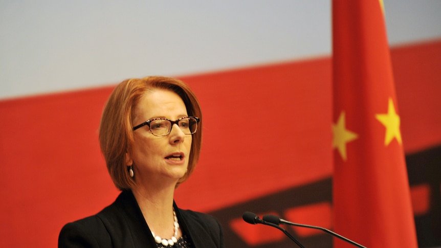 Gillard speaks in Shanghai