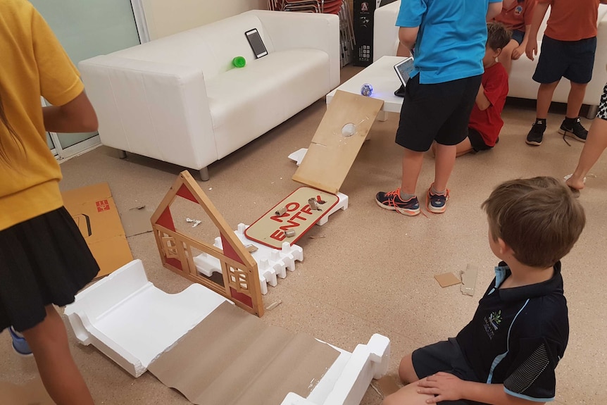 Children work on computer coding in Broome, Western Australia.