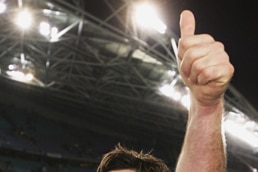 Andrew Johns gives thumbs up to fans after Origin II