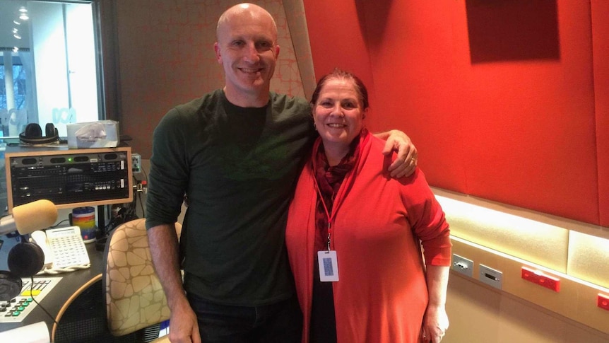 The Country Women Association National President, Dorothy Coombe, with Raf Epstein in ABC Radio Melbourne studio.