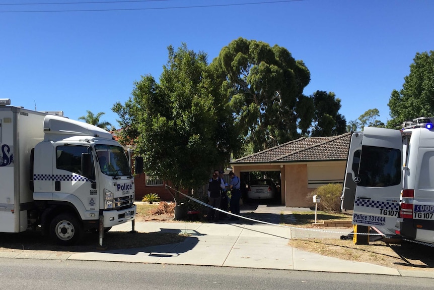 Police outside a home in Dianella where two bodies were found