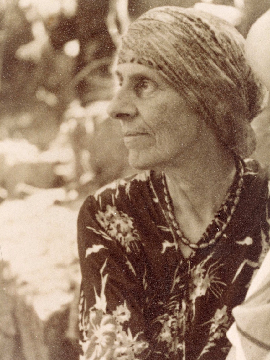 Marion Mahony Griffin circa 1935. Sepia tone photograph.