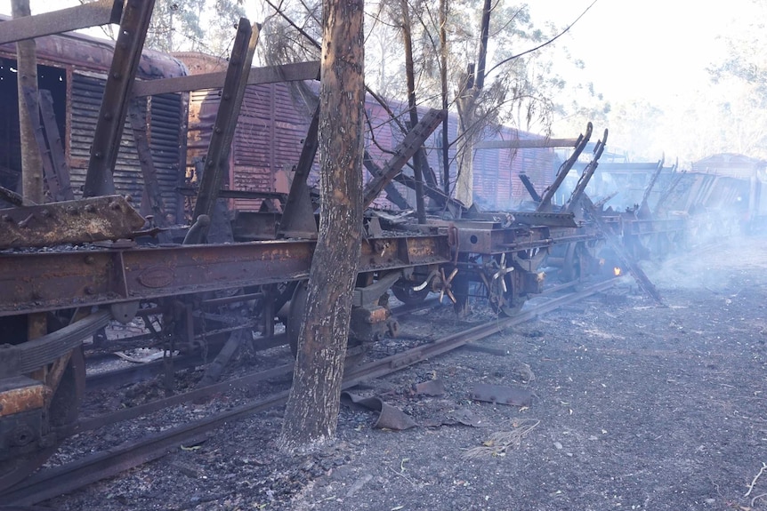 Asbestos fears raised at burnt out railway museum site.