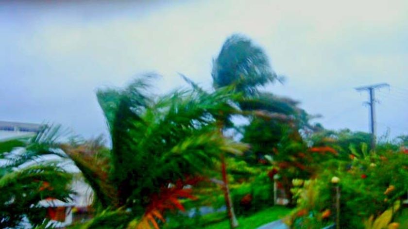 Winds tear through trees as Cyclone Tomas crosses over the Fiji