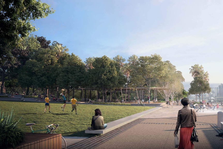 Artist's impression of the new riverfront park zone at South Bank