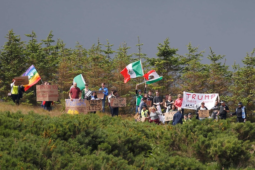 Protesters at Trump International Golf Links in Aberdeen
