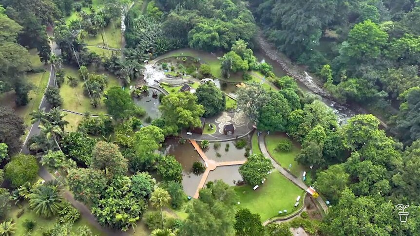 An aerial view of Bogor Botanical Gardens.