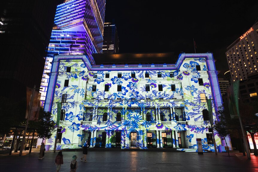 light projections onto a building