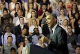 Barack Obama speaks to students at the University of Queensland