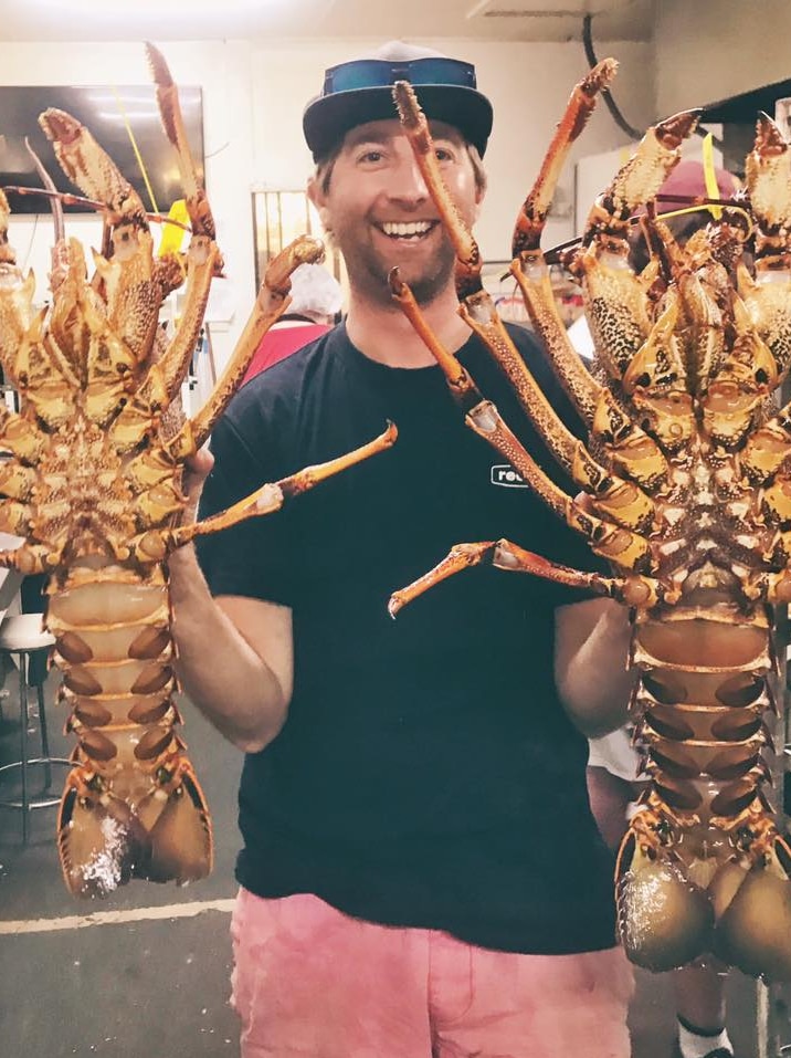 Trevor Hamer of King Island Bakehouse with local crayfish.