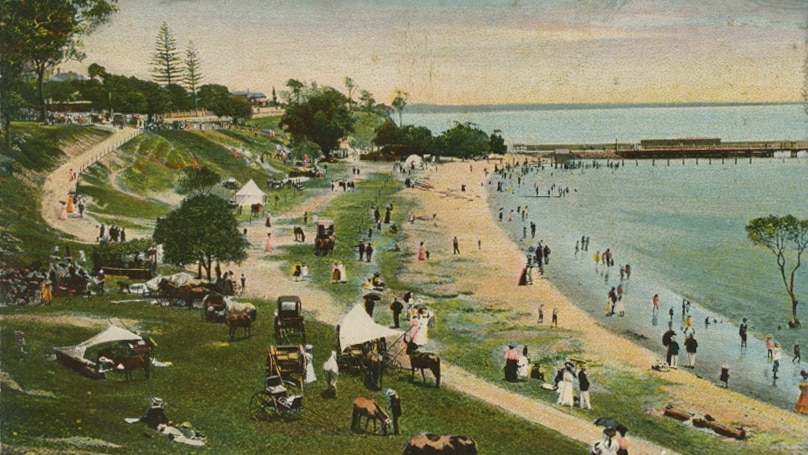 A coloured illustration of Sandgate Beach