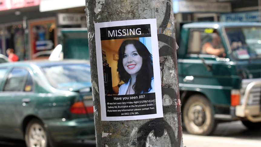 A poster of missing ABC employee Jill Meagher in Brunswick, Melbourne, on September 24, 2012.